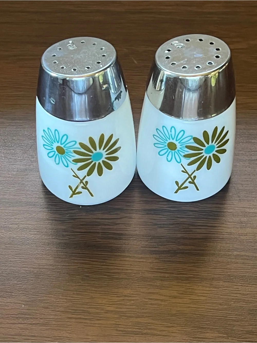 Vintage Dispensers Inc. Milk Glass Salt and Pepper Shakers from the 70s
